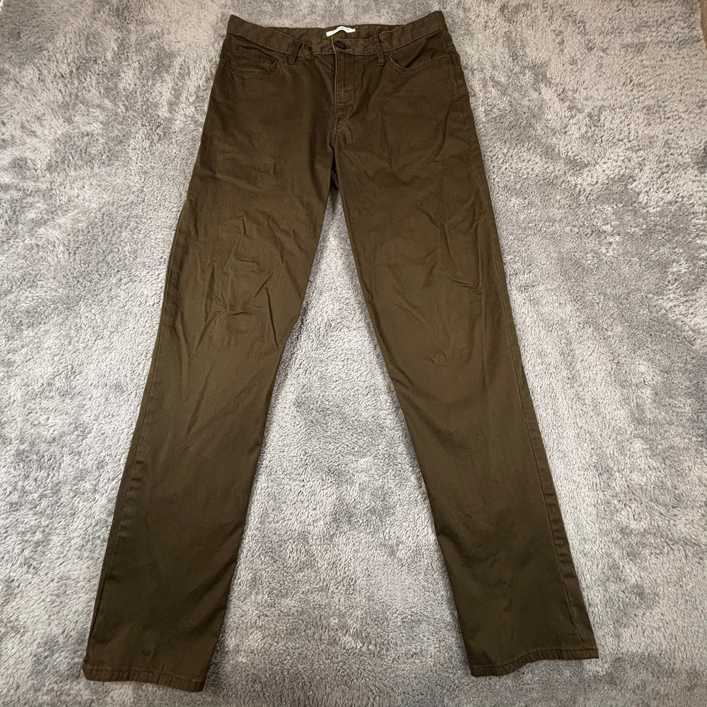 Calvin Klein Mens Authentic Five Pocket Slim Fit Pants Olive Brown Chinos 34x32